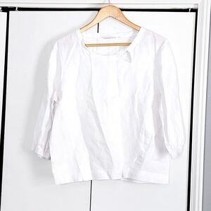 Foil Linen White Women's Top